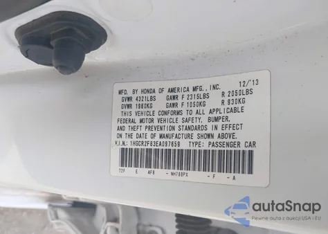 2014 Honda Accord Ex-L z USA, uszkodzony, nr VIN 1HGCR2F83EA097659